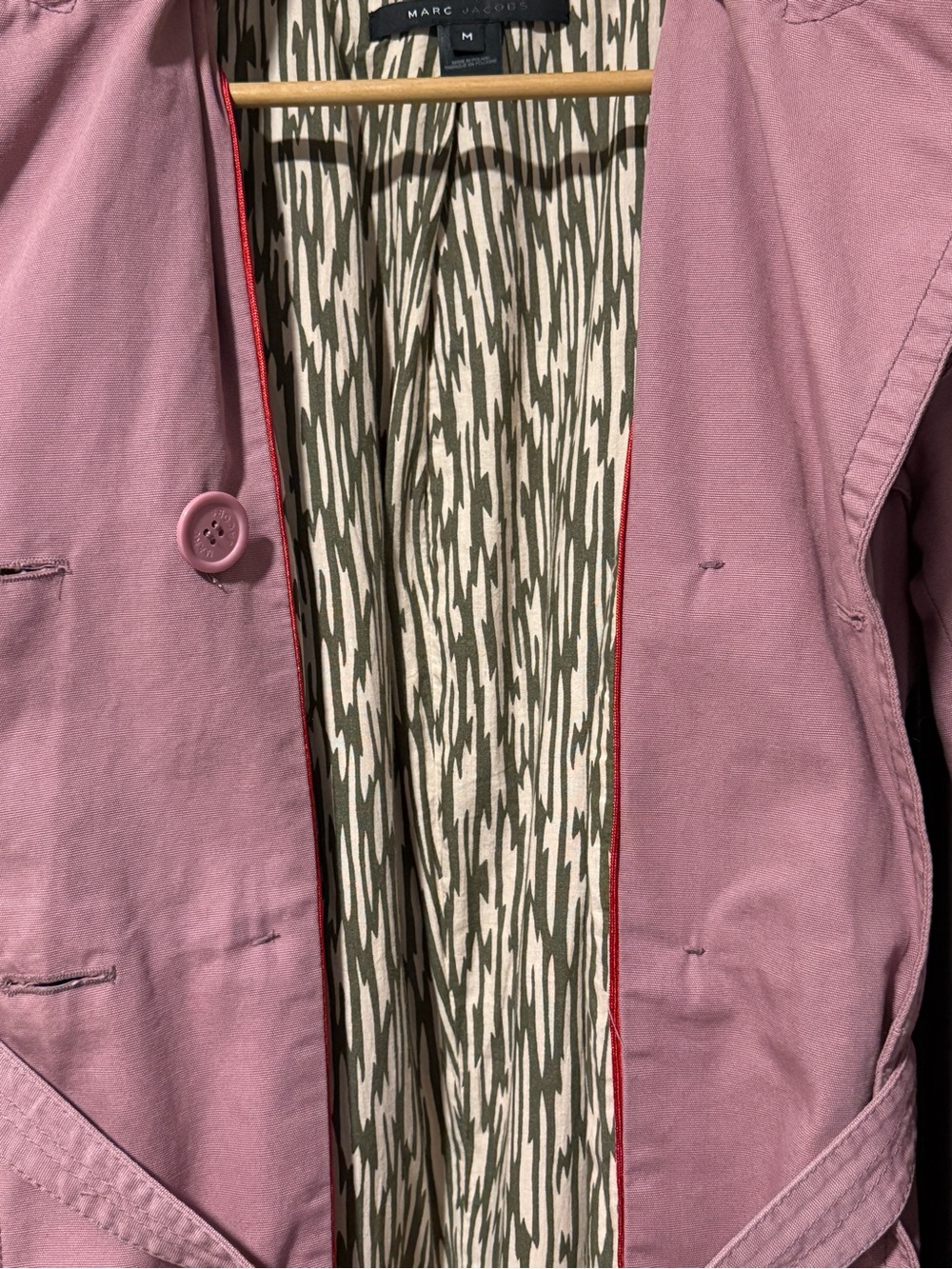 Marc Jacobs Rose Pink Double-Breasted Trench Coat with Belt - Picture 4 of 5